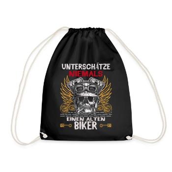 Unterschatze niemals einen alten Biker - Turnbeutel - Schwarz - Vorne