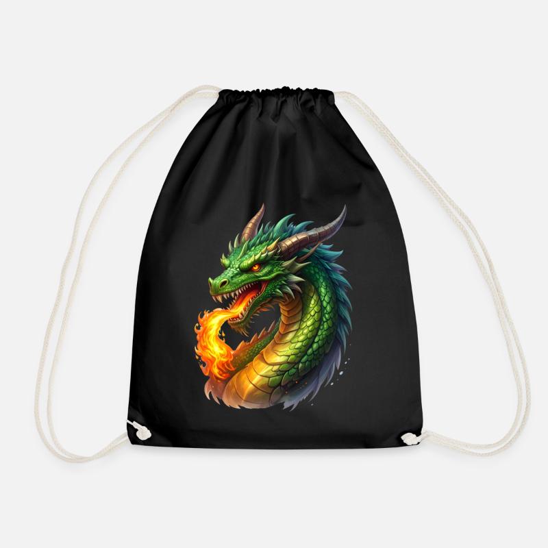 Feuer speiender Drache - Turnbeutel - Schwarz