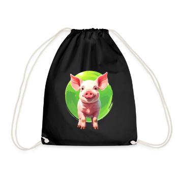 A piggy - Drawstring Bag - black - Front