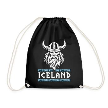 Island Viking Norse Helmet Odin Design - Drawstring Bag - black - Front