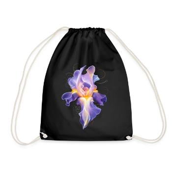 Glowing Iris Blossom Abstract Floral Motif - Drawstring Bag - black - Front