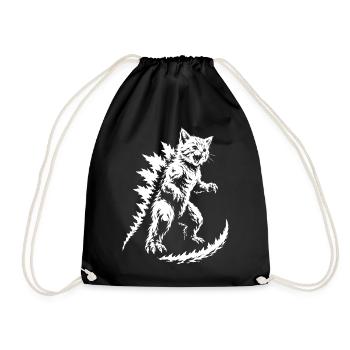 Spiky Fur Monster Silhouette - Drawstring Bag - black - Front