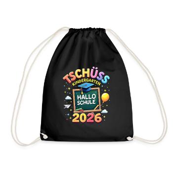 Schulkind 2026 Einschulung 2026 Schulanfang - Turnbeutel - Schwarz - Vorne