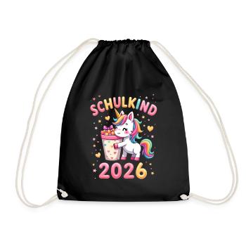 Schulkind 2026 Einschulung 2026 Schulanfang - Turnbeutel - Schwarz - Vorne