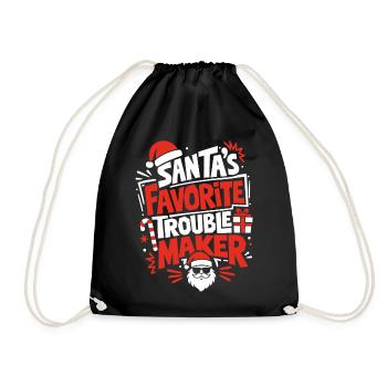 Santa's Favorite Trouble Maker - Drawstring Bag - black - Front