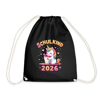 Schulkind 2026 Einschulung 2026 Schulanfang - Turnbeutel - Schwarz - Vorne