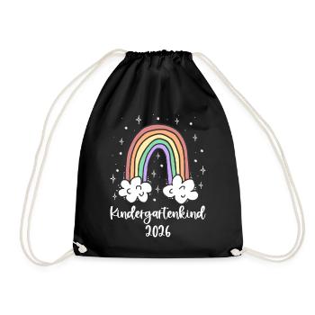 Kindergartenkind 2026 Regenbogen Bunt Kindergarten - Turnbeutel - Schwarz - Vorne