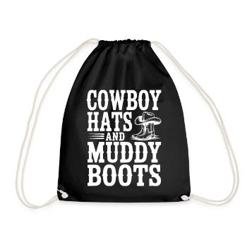 Cowboyhüte und matschige Stiefel - Turnbeutel - Schwarz - Vorne