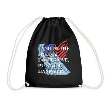 Funny Land Of The Freeze America Wortspiel USA Geschenk Spaß - Turnbeutel - Schwarz - Vorne