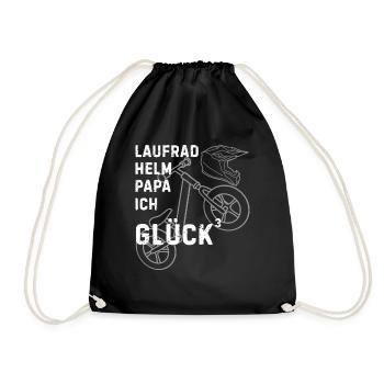 Laufrad Helm Papa – Kindermotiv - Turnbeutel - Schwarz - Vorne