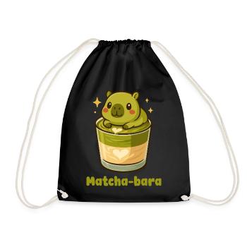 Matcha-bara Capybara Matcha Tee Kawaii Vert mignon - Sac de sport léger - noir - Devant