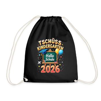 Schulkind 2026 Einschulung 2026 Schulanfang - Turnbeutel - Schwarz - Vorne