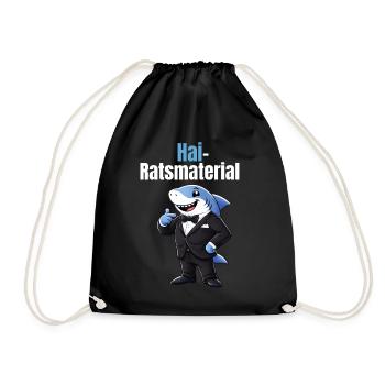 Certified Hairatsmaterial | Lustiger Hai Wortwitz - Turnbeutel - Schwarz - Vorne
