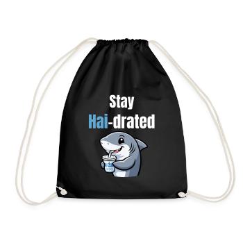 Drated aux requins | Requin de dessin animé drôle avec de l’alcool - Sac de sport léger - noir - Devant