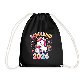 Schulkind 2026 Einschulung 2026 Schulanfang - Turnbeutel - Schwarz - Vorne