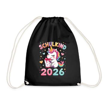 Schulkind 2026 Einschulung 2026 Schulanfang - Turnbeutel - Schwarz - Vorne