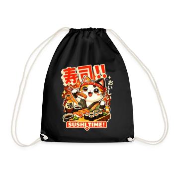 Kawaii Sushi Katze - Turnbeutel - Schwarz - Vorne