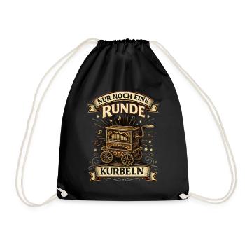Nur noch eine Runde kurbeln | Drehorgel Vintage - Turnbeutel - Schwarz - Vorne