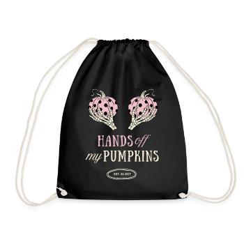 Hands Off My Pumpkins Halloween Kürbis Geschenk - Turnbeutel - Schwarz - Vorne