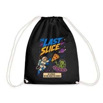 The last slice of pizza in space - Drawstring Bag - black - Front