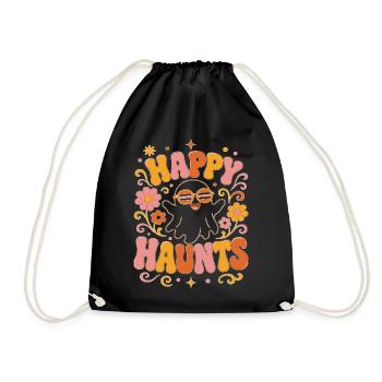 Happy Haunts - Cute Retro Ghost Halloween Design  - Turnbeutel - Schwarz - Vorne