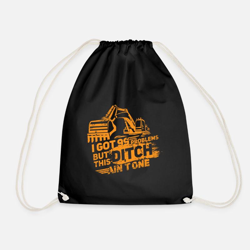 excavator - Drawstring Bag - black