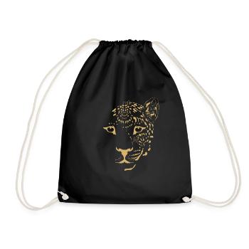 Leopard Cat Zoo Safari Africa Nature Predator - Drawstring Bag - black - Front