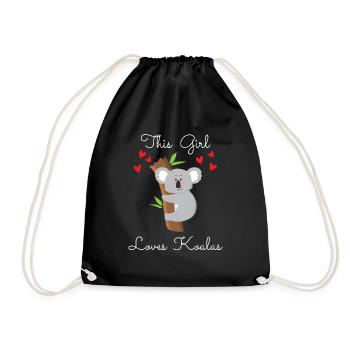 Koala Girl Loves Koala's Girl Love Zoo Gift - Drawstring Bag - black - Front