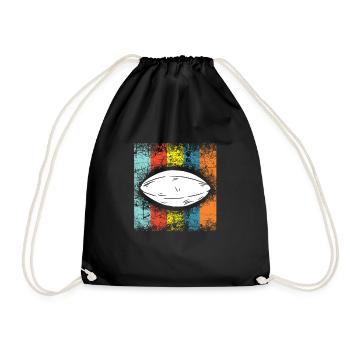 Colorful Rugby Ball Rugby Team Coach Gift - Drawstring Bag - black - Front