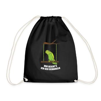 Funny Budgie Parakeet Lover Swing Gift - Drawstring Bag - black - Front