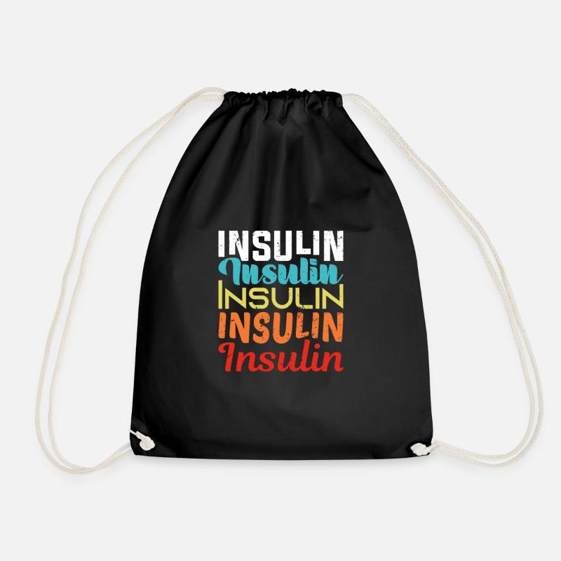 Diabetic Type 1 2 Diabetes Insulin T1D - Drawstring Bag - black