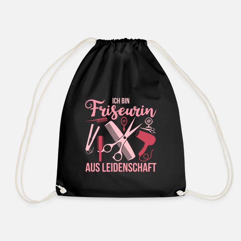 Friseurin Spruch Schere Kamm - Turnbeutel - Schwarz