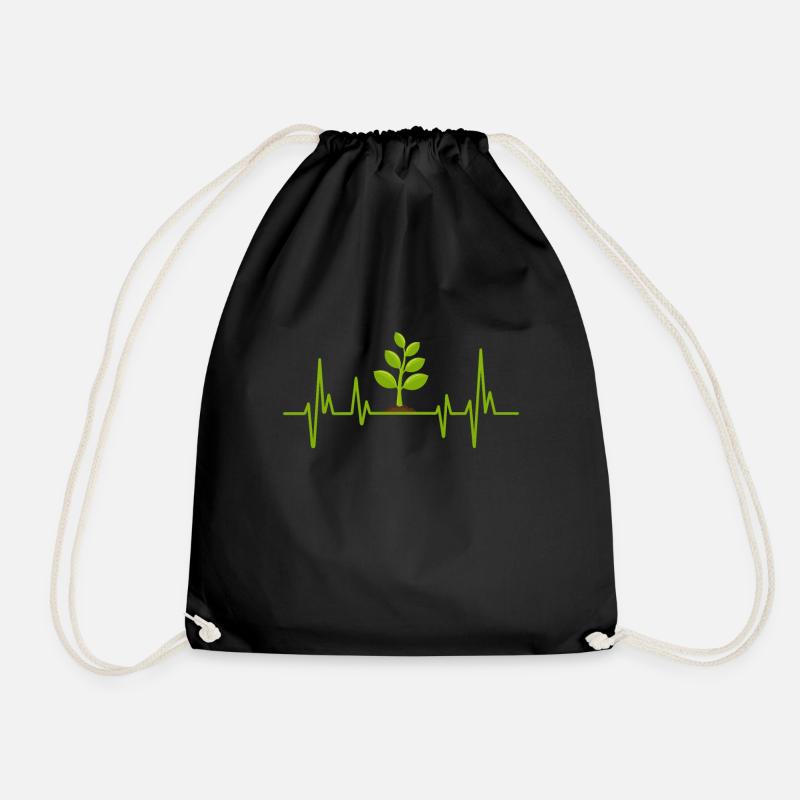 Heartbeat plant gardener - Drawstring Bag - black