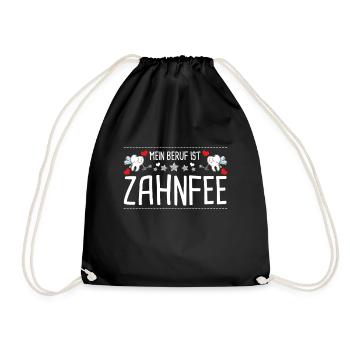 Zahnarzthelferin Zähne Outfit - Turnbeutel - Schwarz - Vorne