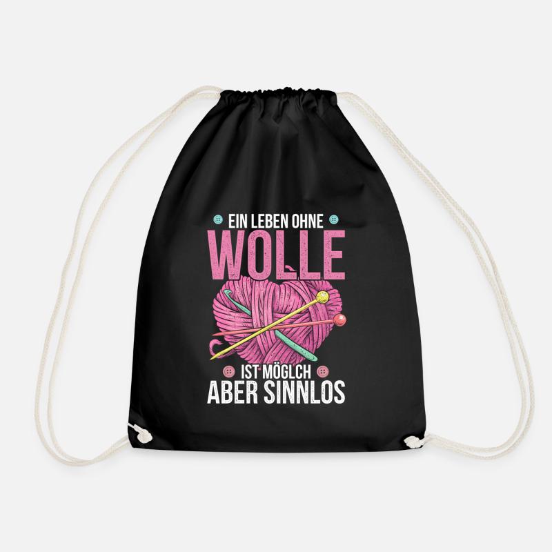 Lustiger Strickerin Wolle Spruch - Turnbeutel - Schwarz