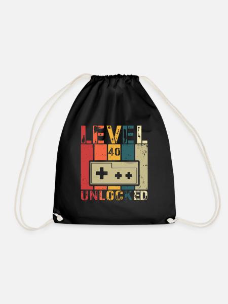 Level 40 freigeschaltet - Turnbeutel - Schwarz