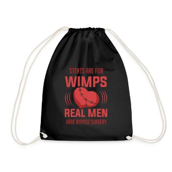 Open Heart Bypass Surgery Survivor Stents Wimps - Drawstring Bag - black - Front