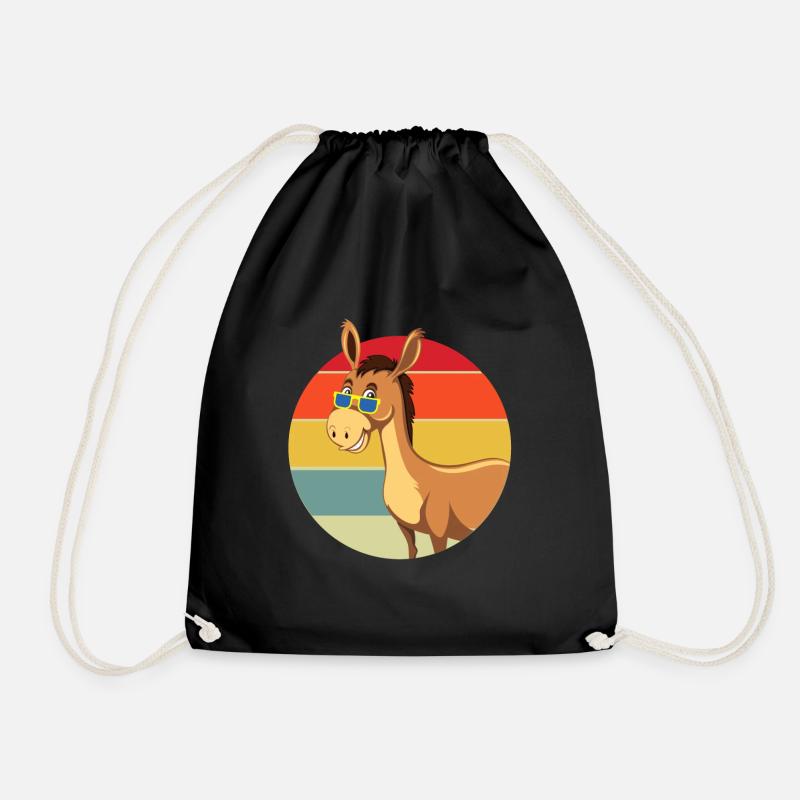 Esel, Esel Maultier, süßer Esel - Drawstring Bag - black