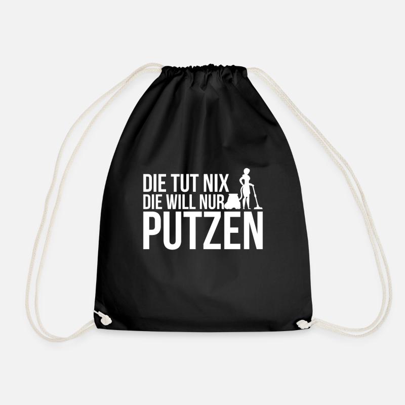 Putzfrau Spruch Staubsaugen Putzkraft - Turnbeutel - Schwarz