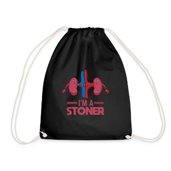Kidney Stone Survivor Funny I'm A Stoner Gift - Drawstring Bag - black - Front
