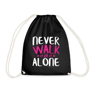 NEVER WALK ALONE | Dogs Sayings Footprint Paw - Drawstring Bag - black - Front