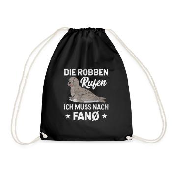 Fanö Robben Nordseeinsel - Turnbeutel - Schwarz - Vorne