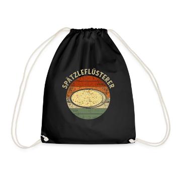 Retro Spätzleflüsterer Schwaben Spätzle - Turnbeutel - Schwarz - Vorne