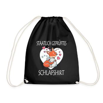 Staatlich geprüftes Schlafshirt Fuchs und Hase - Turnbeutel - Schwarz - Vorne