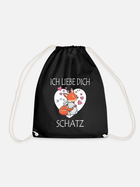 Ich liebe dich Schatz Fuchs und Hase die kuscheln - Turnbeutel - Schwarz