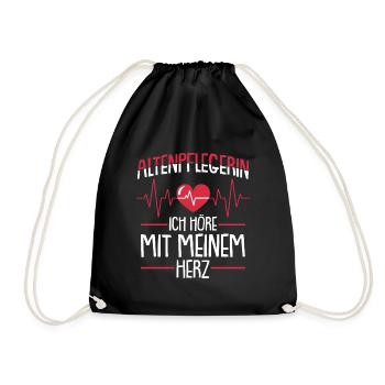 Altenpflegerin Pflegekraft Herzschlag - Turnbeutel - Schwarz - Vorne