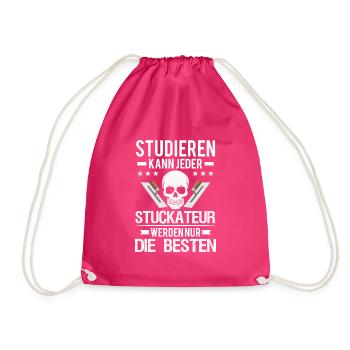 Stuckateur Verputzer Spachtel Gipser - Turnbeutel - Fuchsia - Vorne