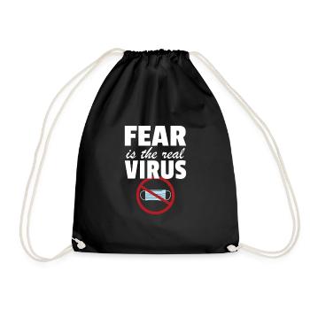 Fear Is The Real Virus No Masks Anti-Mask - Drawstring Bag - black - Front