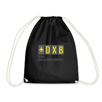 DXB Dubai United Arab Emirates Airport Code - Drawstring Bag - black - Front