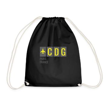CDG Paris France Airport Code - Drawstring Bag - black - Front